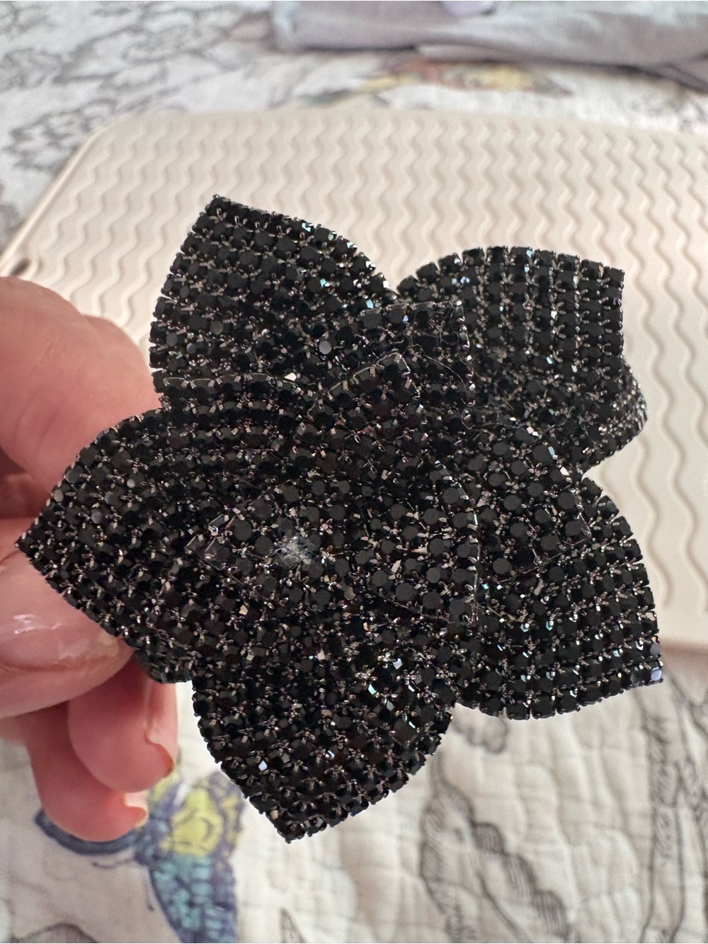 Black Crystal Flower Cuff bracelet